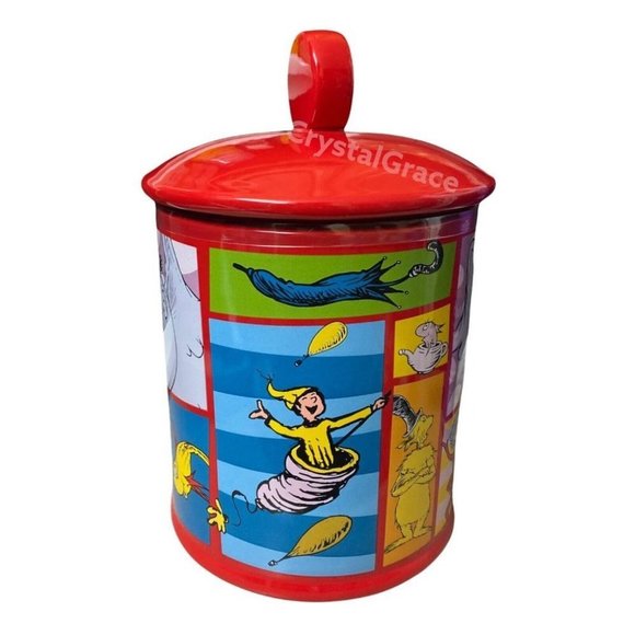 Dr. Seuss Cookie Jar Books Cat Hat Thing 1 Elephant Fish Books Colorful Rainbow - Picture 2 of 10